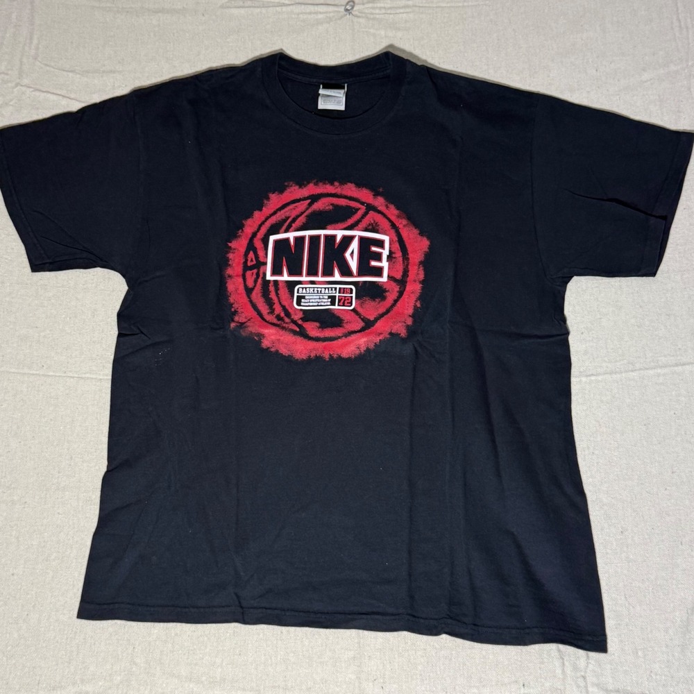 Nike Basketball Graphic T-Shirt Mens XL Black Red Circa 1972 Cotton Short Sleeve
